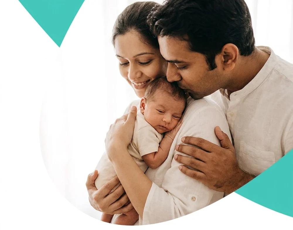 A happy couple with their newborn at Dr. Malpani IVF clinic